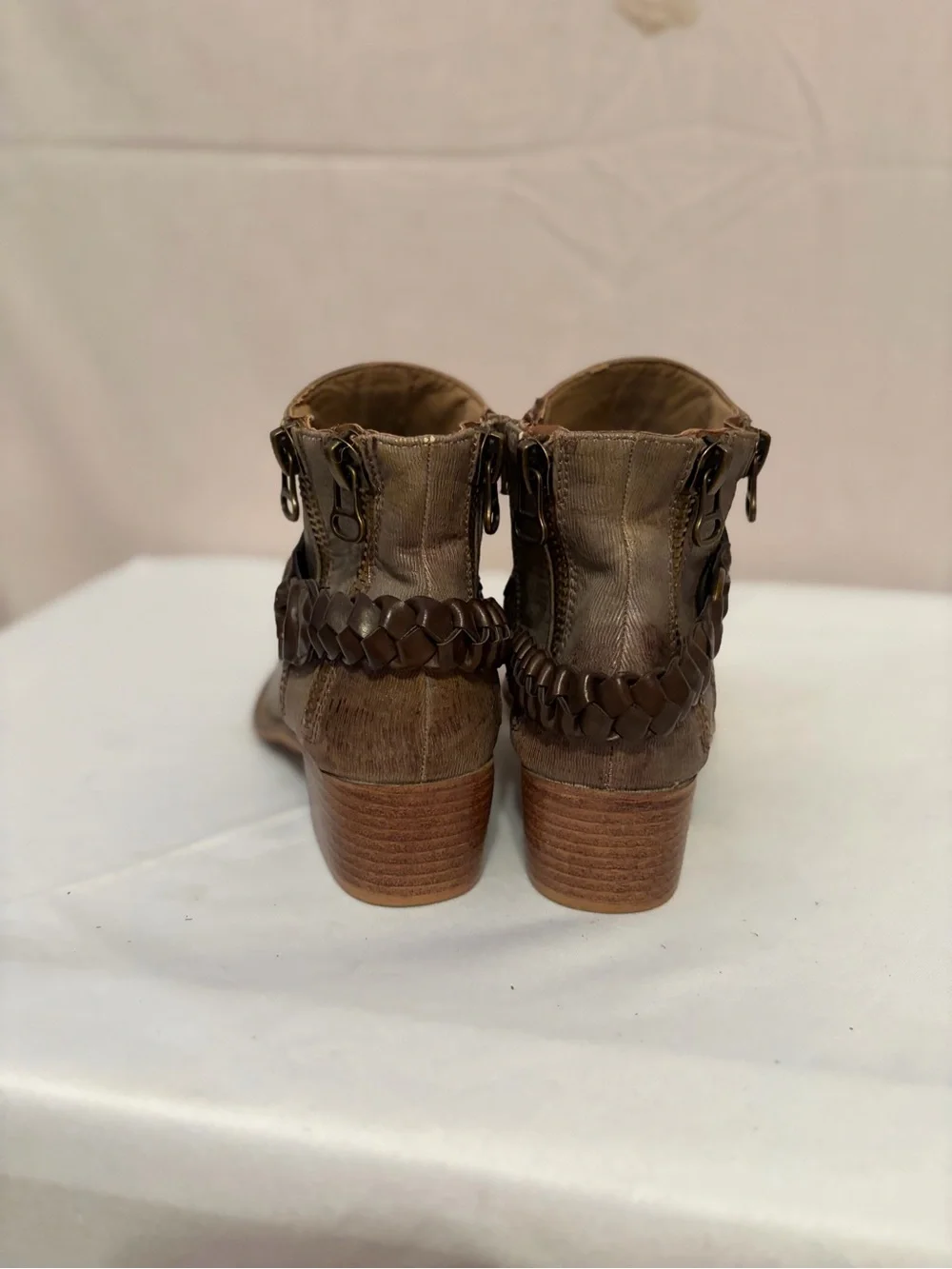 Boutique by Corkys Women’s Brown Braided Strap Ankle Boots